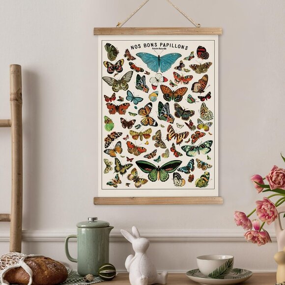 Vintage Butterfly Poster with Wooden Frame, Cottagecore Room Decor Aesthetic, Re - Picture 7 of 8